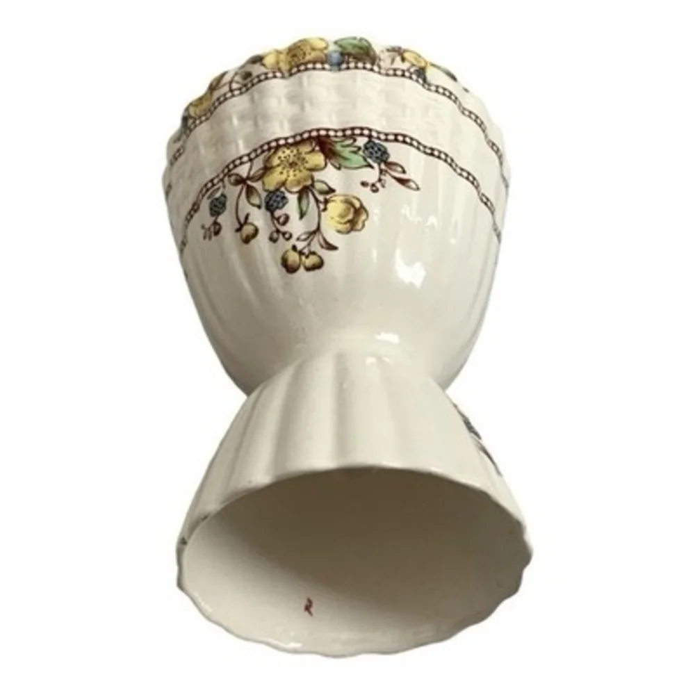 Vintage Copeland Spode Buttercup Pattern England Porcelain Double Egg Cup VG
